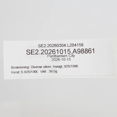 Diverse silver, trasigt, 925/1000 Vikt: 39,5 g