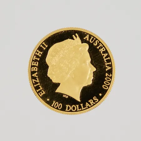 Guldmynt Elizabeth II 100 Dollars Australia 2000 Sydney Olympics - Achievement, Ø25mm, plastetui, 24K, 