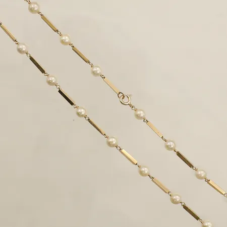 Collier med pärlor längd 44cm bredd 6,4mm 18K  Vikt: 12,6 g