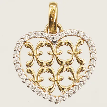 Hänge hjärta med diamanter 37xca0,05ct, längd 21,4mm inkl ögla bredd 17mm 18K Vikt: 2,8 g