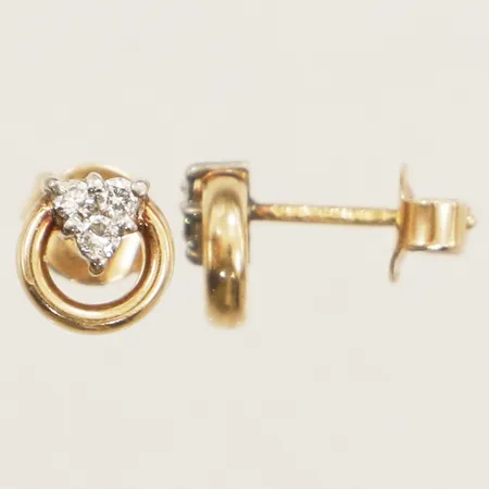 Ett par örhängen med diamanter 6xca0,02ct Ø6,5mm 14K Vikt: 1,3 g