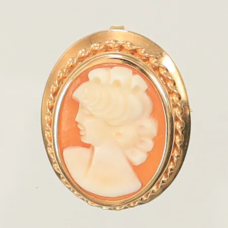Hänge / Brosch camé, längd 23mm, bredd 3-18mm, 18K, bruttovikt 2.5g (guldvikt ca 1g) 