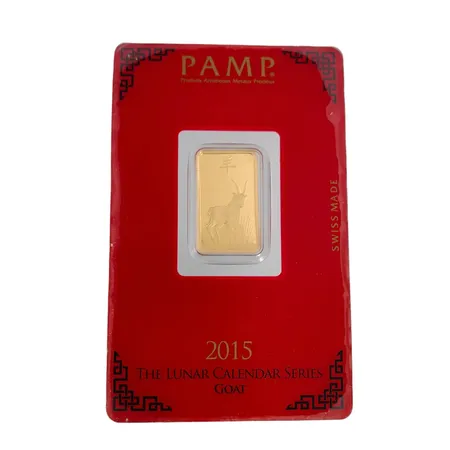 Guldtacka PAMP 5 gram, 999,9/1000, SWISS MADE, Assayer, serienummer COO3103, ej bruten förpackning, inköpt på Tavex Vikt: 5 g