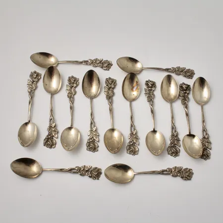 14st mockaskedar 10cm, modell Rosen, silver 830/1000, 148,45g.