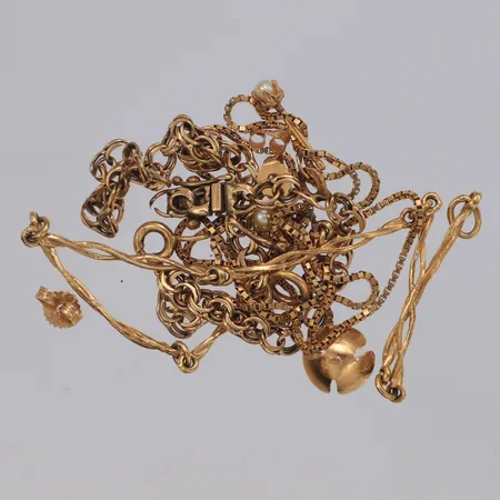 Diverse guld, pärlor, skadat, defekt, 18K Vikt: 12,7 g