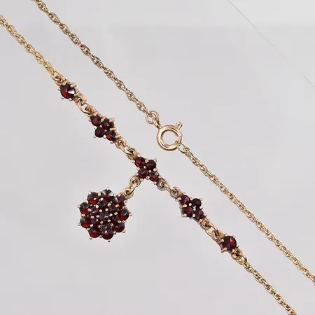 Collier med granater 42cm förgylld 830/1000 silver Vikt: 6,4 g