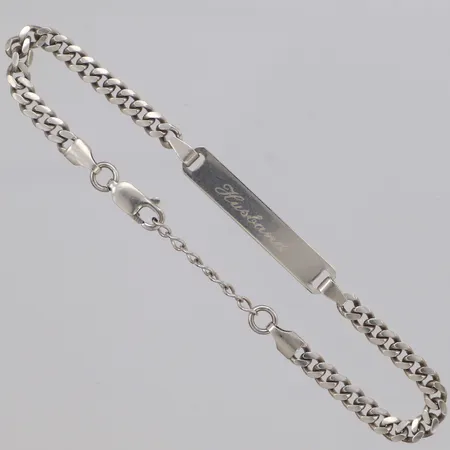Armband Pansar med gravyrbricka, längd 15,5-17,5cm, gravyr, silver 925/1000  Vikt: 5 g