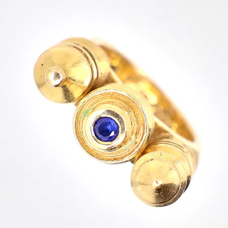 Ring med blå safir 1xca 0,10ct stl 17¼, Svenska stämplar, 18K, Vikt: 25,5 g