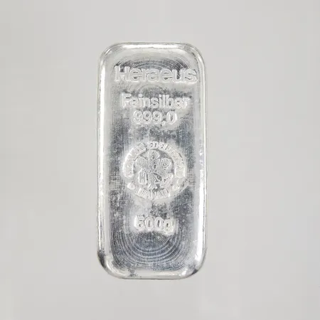 Silvertacka Heraeus 500g 93x44mm, Feinsilber 999/1000 silver,