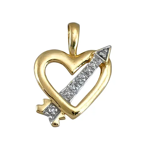 Hänge Hjärta i 18K guld med Diamanter 2 x 0,003ct, Guldfynd (GHA), längd inkl. ögla 20 mm, bredd 14 mm, fint skick Vikt: 1,6 g