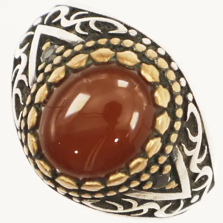 Ring med karneol stl:20 bredd 16,8mm silver 925/1000 Vikt: 9,6 g