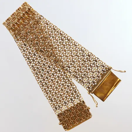 Armband X-länk med stav längd 20,5cm bredd 25,5mm 18K.  Vikt: 41,7 g