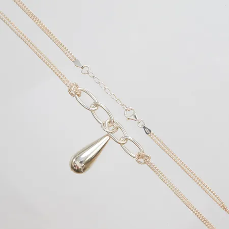 Collier längd: 45-48cm, bredd: 3mm, GHA, silver 925/1000 Vikt: 13,8 g