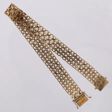 Armband X-länk längd: ca 19cm bredd: ca 10mm BOLIDEN Jansson Guldsmed Lennart år 1955 svensk kontrollstämpel 18K Vikt: 14,3 g