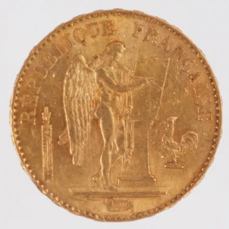 Mynt Republique Francaise Liberte Egalite Fraternite 20 Francs 1876 Ø21mm, plastetui, 21K Vikt: 6,4 g