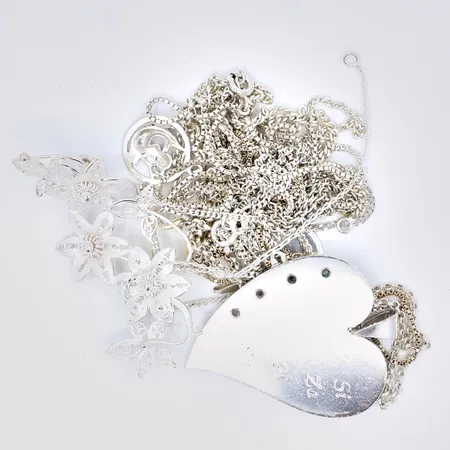 Diverse defekt silver, 830-925/1000 Silver, Vikt: 48,6 g