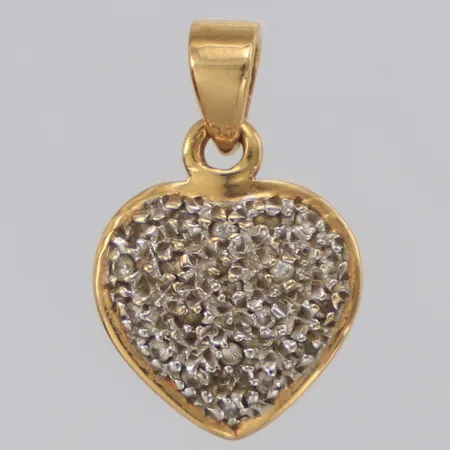 Hänge hjärta med diamanter ca 20x ca 0,005ct 8/8-slipade, längd 17mm, bredd 11mm, 18K Vikt: 1,5 g