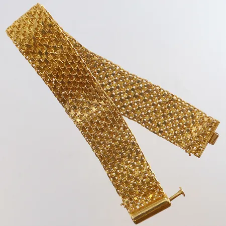 Armband X-länk längd 22cm bredd 18,5mm bucklig/ojämn 22K.  Vikt: 55 g