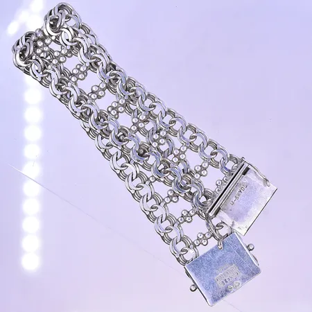 Armband Bismarck längd 18,5 cm bredd 20 mm silver 830/1000. Vikt: 33,3 g