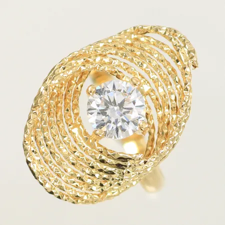 Ring med vit sten, stl 18¼, bredd 2,8-24mm, 14K, 2,6g Vikt: 2,6 g