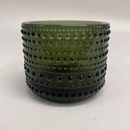 Ljuslykta Kastehelmi Iittala, Oiva Toikka höjd 6cm, Ø7,5cm, mossgrön, bruksskick