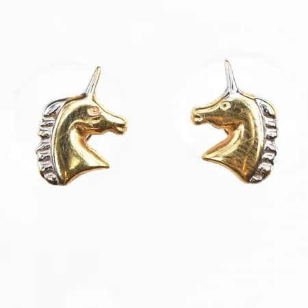 Ett par örhängen enhörningar, 10,5x7,3mm, stift, 18K Vikt: 0,8 g