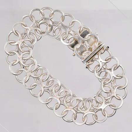 Armband X-länk längd 19,5cm bredd17,5mm låsåttor saknas silver Vikt: 29,9 g