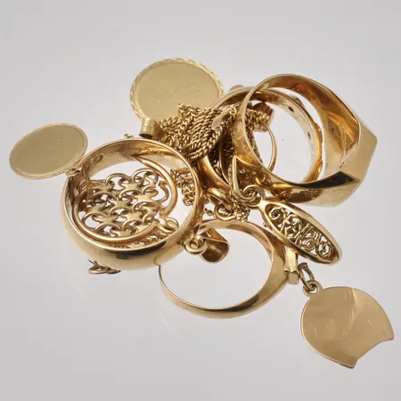 Diverse defekt guld, 18K, 25,86g.