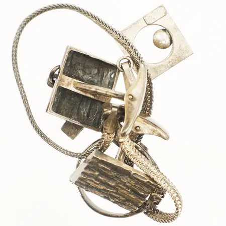 Armband två hängen 1 Ring ett par manschettknappar slitage defekt silver  Vikt: 17,7 g