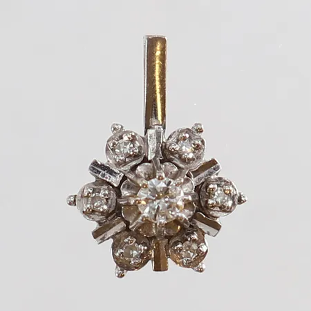 Hänge med diamanter 1 x 0,08ct samt 8/8-slipade 6 x 0,01ct 15,5x11,5mm ink ögla vitguld 18K. Vikt: 1,5 g