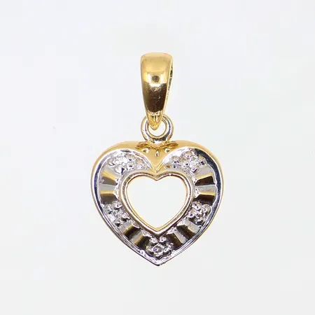 Hänge hjärta med diamanter 5x0,005ct, tvåfärgad, 18K, Vikt: 0,6 g