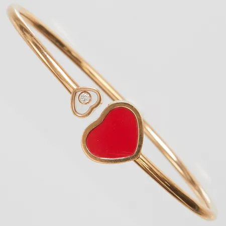 Armband stelt Chopard Happy Hearts, diamant 1 x ca 0,05ct, rosé guld, stl: M/17cm, bredd 2,5-14mm, modellnr: 857482, serienr: 6593026, kvitto från Krons Stockholm daterat år 2020, manual, etui, box, inga övriga tillbehör, 18K, Nypris 45 700;- Vikt: 10,7 g