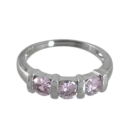 Ring silver 925/1000 rosa stenar, stl:18,0 mm, bredd 1,7-5 mm, stenar utan anmärkning, sparsamt använd, tillverkarstämpel ARU Vikt: 3 g