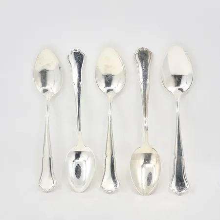 5 Kaffeskedar längd 11,5cm, 830/1000 Silver, Vikt: 62,2 g