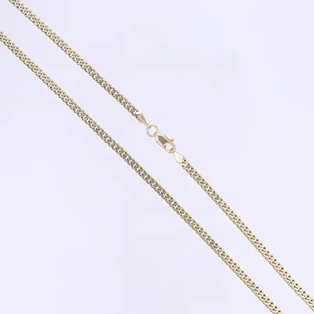 Halskedja pansar 51cm bredd 3mm, något ojämn, bruksslitage, 14K  Vikt: 11,3 g
