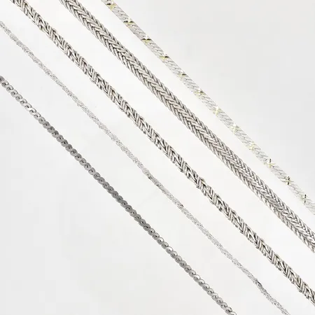 4 Armband och en vristlänk, längd: 18-24,5cm, silver 925/1000, Vikt: 17 g