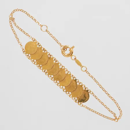 Armband med myntliknande motiv, längd: 17,8/19,4cm, bredd: 1,6-11,2mm, 21K Vikt: 4,8 g