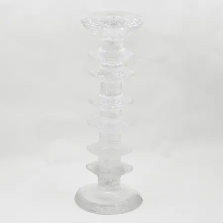 Ljusstake Festivo av Timo Sarpaneeva för Iittala, signerad TS, 6 ringar, höjd ca 24½cm, Ø7½cm, glas. Vikt: 0 g Skickas med postpaket.