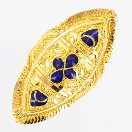 Ring med emaljdetaljer stl:16½, bredd 2,5-38mm, 21K Vikt: 7,2 g