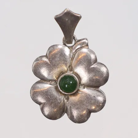 Hänge fyrklöver med grön sten, 25x16mm, ALTON, 830/1000 silver Vikt: 2,2 g