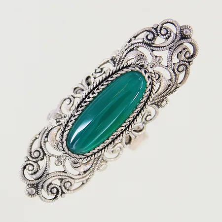 Ring med dekor samt kalcedon justerbar skena stl ca 17-20 bredd 5-49mm silver 925/1000 Vikt: 9,7 g