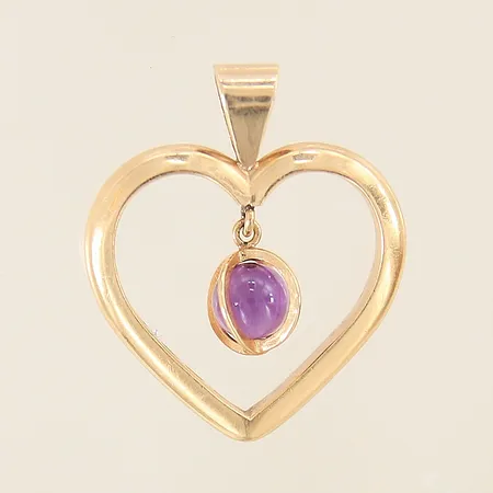 Hänge hjärta med lila sten 26x22mm omarbetad ring 18K Vikt: 6,2 g