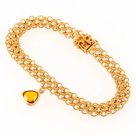 Armband X-länk med berlock längd 19,5cm bredd 7,7mm, 18K 13,5g. 