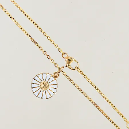 Collier Georg Jensen Daisy Ankar med integrerat hänge ställbar längd 37-40cm bredd:1,5-11mm vit emalj etui ytterkartong förgyllt silver 925/1000 Vikt: 3,5 g