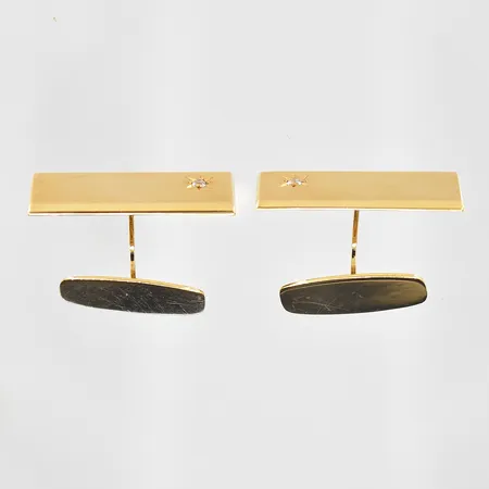 Manschettknappar med vita stenar stl:12x25mm, 18K. Vikt: 9,6 g
