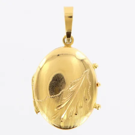 Hänge medaljong längd 39mm, bredd 19mm, skevheter på ögla, 18K  Vikt: 6,1 g