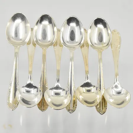 8 kaffeskedar C.G.Hallberg längd 11cm, 1950-1960-tal, silver. Vikt: 119,6 g