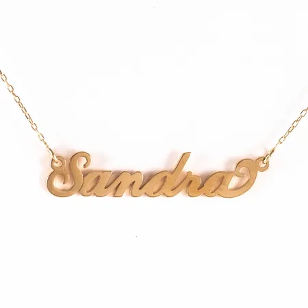 Collier namnhalsband "Sandra" längd 49cm bredd 0,8-7,7mm, 14K 2,2g.