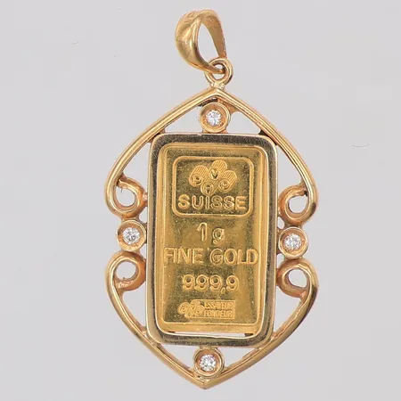 Hänge diamanter 4 x ca 0,01ct tacka 30mm, 18K Vikt: 3,4 g