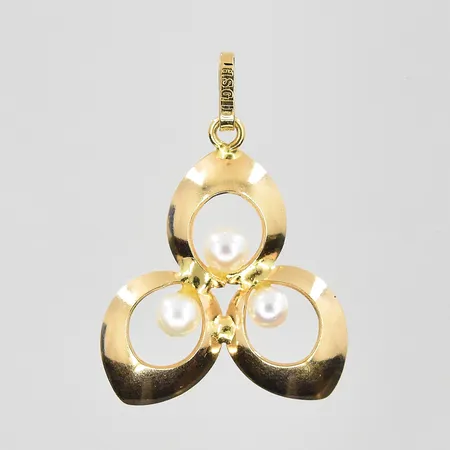 Hänge med pärlor Ø3mm längd 25mm, bredd 18mm, 18K. Vikt: 1,3 g